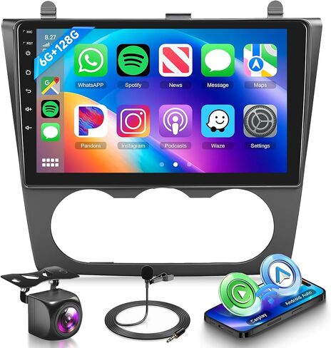 4G+64G CAR Radio for Nissan Altima 2008 2009 2010 2011 2012 مع Carplay Android Auto ، 9 بوصة شاشة أندرويد سيارة ستيريو مع GPS Navi WiFi SWC Bluetooth FM RDS EQ كاميرا احتياطية in Kuwait