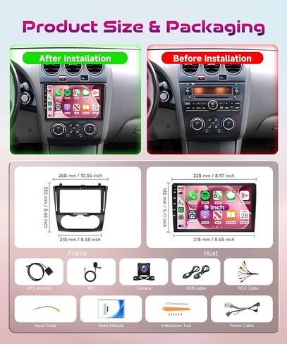 4G+64G CAR Radio for Nissan Altima 2008 2009 2010 2011 2012 مع Carplay Android Auto ، 9 بوصة شاشة أندرويد سيارة ستيريو مع GPS Navi WiFi SWC Bluetooth FM RDS EQ كاميرا احتياطية in Kuwait