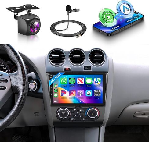 4G+64G CAR Radio for Nissan Altima 2008 2009 2010 2011 2012 مع Carplay Android Auto ، 9 بوصة شاشة أندرويد سيارة ستيريو مع GPS Navi WiFi SWC Bluetooth FM RDS EQ كاميرا احتياطية in Kuwait