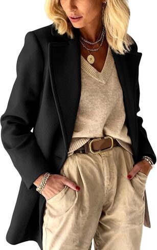 IDEALSANXUN Womens Wool Blazer Fall Winter Pea Coat Business Work Suit Jackets in Saudi Arabia