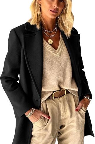 IDEALSANXUN Womens Wool Blazer Fall Winter Pea Coat Business Work Suit Jackets in Saudi Arabia