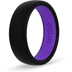خاتم زفاف من السيليكون ثنائي اللون من Enso Rings - خاتم زفاف مضاد للحساسية بلونين - شريط مريح لأسلوب حياة نشط - سيليكون من الدرجة الطبية - حزام للجنسين بسمك 1.75 مم in Kuwait