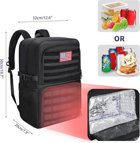 BERTASCHE Lunch Backpack, Laptop Backpack 15.6 inch w/Insulated Cooler Lunch box for Men Women, Casual Daypack for Work Commuter Picnic College,Black in Kuwait