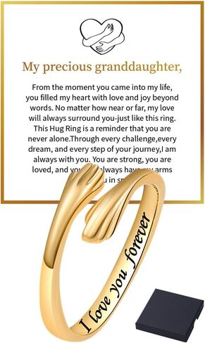 Hope Rings Hug Ring for Granddaughter Hug Ring to My Granddaughter Non Tarnish Adjustable Inspirational Always With You I Love You Forever Message Jewelry Gift in Saudi Arabia