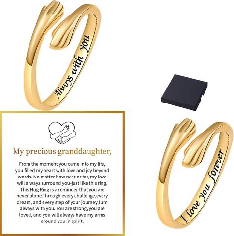 Hope Rings Hug Ring for Granddaughter Hug Ring to My Granddaughter Non Tarnish Adjustable Inspirational Always With You I Love You Forever Message Jewelry Gift in Saudi Arabia