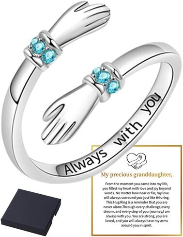 Hope Rings Hug Ring for Granddaughter Hug Ring to My Granddaughter Non Tarnish Adjustable Inspirational Always With You I Love You Forever Message Jewelry Gift in Saudi Arabia