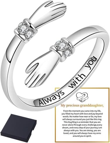 Hope Rings Hug Ring for Granddaughter Hug Ring to My Granddaughter Non Tarnish Adjustable Inspirational Always With You I Love You Forever Message Jewelry Gift in Saudi Arabia