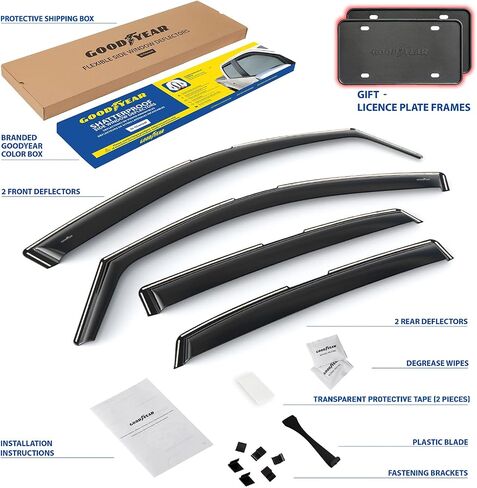 Goodyear Shatterproof in-Channel Window Deflectors for Toyota Sequoia 2023-2025, Rain Guards, Window Visors for Cars, Vent Deflector, Car Accessories, 4 pcs - GY008722 in Saudi Arabia