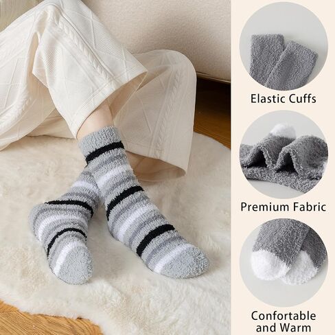 Fuzzy Socks for Women - 5 Pairs Warm Cozy Socks For Women Mom, Slipper Socks Winter in Kuwait