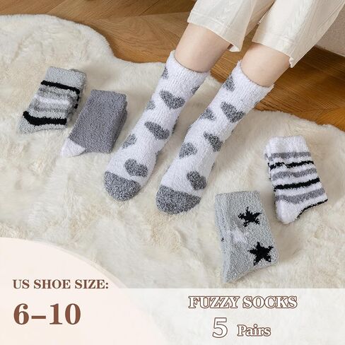 Fuzzy Socks for Women - 5 Pairs Warm Cozy Socks For Women Mom, Slipper Socks Winter in Kuwait