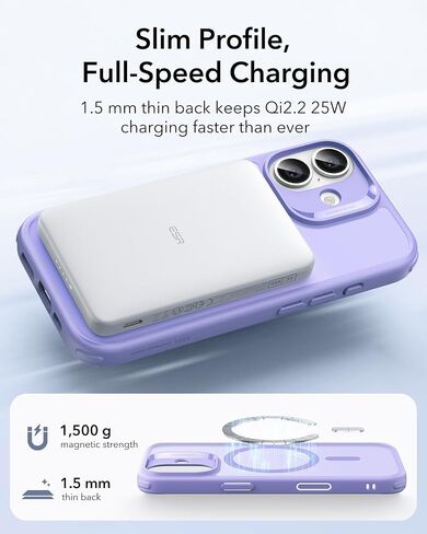 ESR لحالة iPhone 17 Pro ، التحكم في الكاميرا ، متوافق مع Magsafe ، حماية من الدرجة العسكرية المقاومة للصدمات ، حالة الهاتف المغناطيسي لـ iPhone 17 Pro ، Classic Hybrid Case ، Frosted Purple in Kuwait