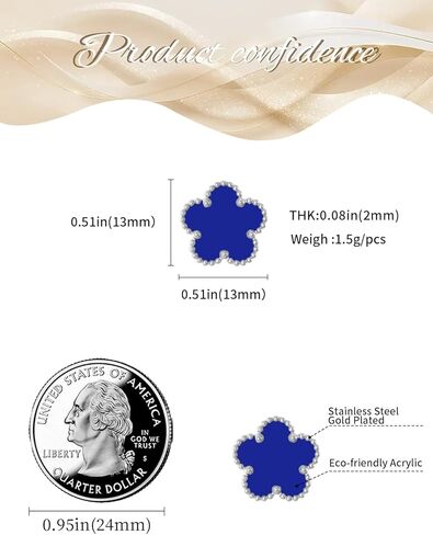 Gold Plated Stainless Steel Four Leaf Clover Stud Earrings for Women in Kuwait