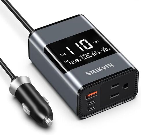 300W CAR POWERNERTER - محول 12 فولت إلى 110 فولت AC مع 2 منافذ AC ومنافذ USB (2 PD 36W + 2 QC3.0 30W) ، شاشة الجهد ، مروحة التبريد للكمبيوتر المحمول/CPAP/السفر in Kuwait