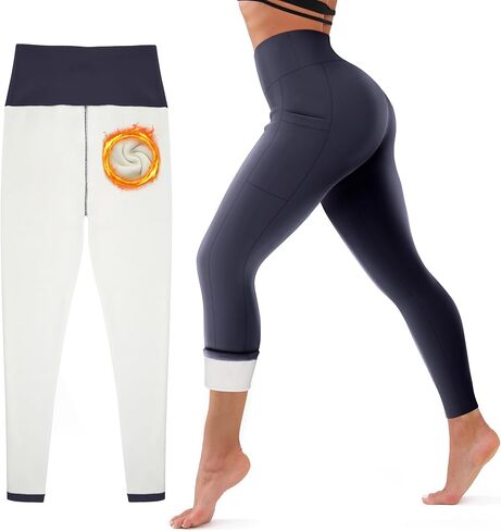 CHARMKING Women's Fleece Lined Thermal Leggings High Waisted Winter Yoga Pants with Pockets | Cold Weather Compression Tights in Saudi Arabia