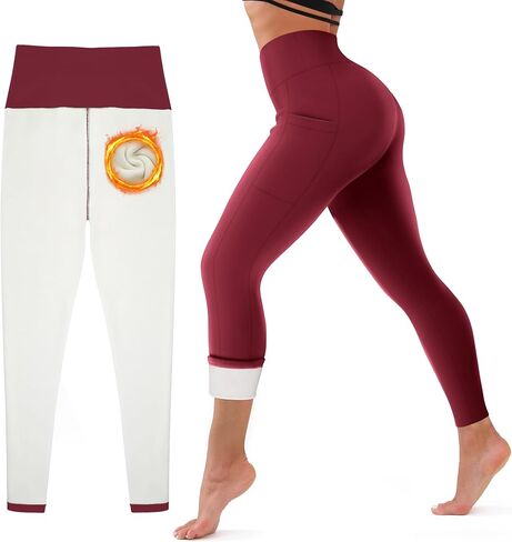 CHARMKING Women's Fleece Lined Thermal Leggings High Waisted Winter Yoga Pants with Pockets | Cold Weather Compression Tights in Saudi Arabia