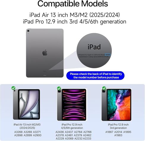 for iPad Pro 13 inch Case M4 2024, Slim Full Edge Protective with Foldable Cover and Hidden Pencil Holder Magnetic Case (Midnight Black, iPad pro 13 inch) in Saudi Arabia