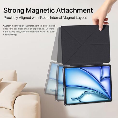 for iPad Pro 13 inch Case M4 2024, Slim Full Edge Protective with Foldable Cover and Hidden Pencil Holder Magnetic Case (Midnight Black, iPad pro 13 inch) in Saudi Arabia
