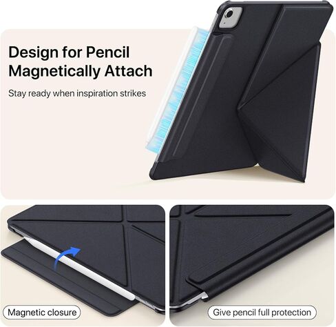 for iPad Pro 13 inch Case M4 2024, Slim Full Edge Protective with Foldable Cover and Hidden Pencil Holder Magnetic Case (Midnight Black, iPad pro 13 inch) in Saudi Arabia