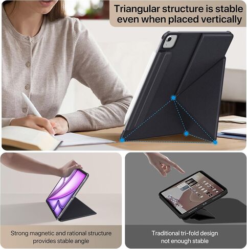 for iPad Pro 13 inch Case M4 2024, Slim Full Edge Protective with Foldable Cover and Hidden Pencil Holder Magnetic Case (Midnight Black, iPad pro 13 inch) in Saudi Arabia