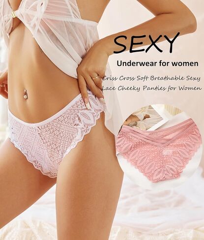 Sexy Underwear for Women Lace Bikini Low Rise Hipster Hollow Out Ladies Cheeky Panties Pack S-XL in Saudi Arabia