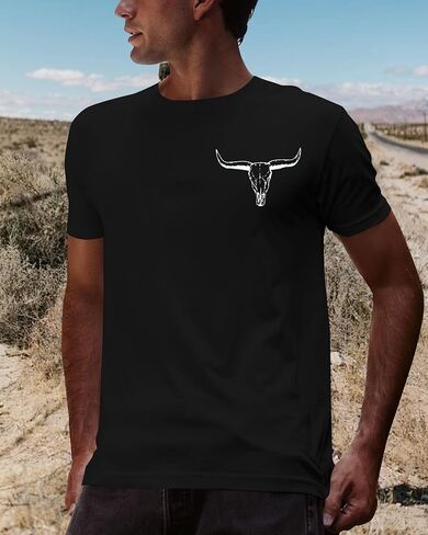 قمصان رجالي من Western Country Cowboy: قمصان Boho Cow Skull Graphic Tees قمصان رجالي للحفلات الموسيقية الريفية in Kuwait