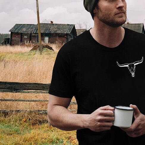 قمصان رجالي من Western Country Cowboy: قمصان Boho Cow Skull Graphic Tees قمصان رجالي للحفلات الموسيقية الريفية in Kuwait