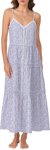 Eileen West Womens Sleepwear & Loungewear - Woven Lawn Collection - 100% Cotton Lightweight Sleeveless Long Modern Nightgown in Saudi Arabia