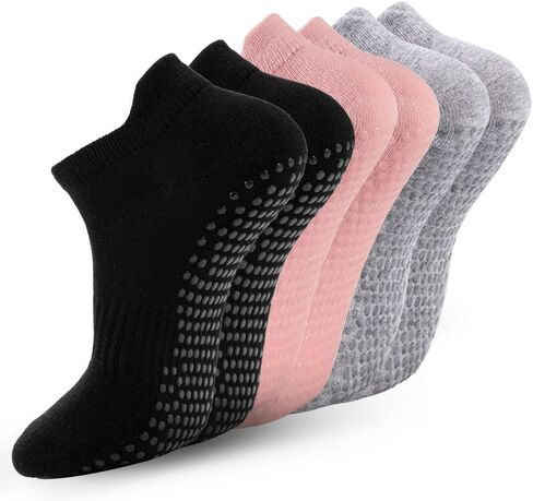 3 Pairs Cute Pilates Socks with Grips for Women Yoga Ruffle Socks Non Slip for Barre Hospital in Saudi Arabia