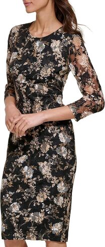 kensie Womens Floral Knit Long Sleeve Midi Bodycon Dress in Saudi Arabia