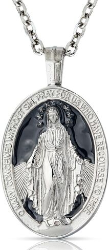 Forge & Foundry Men's Religious Virgin Mary Pendant with 21" Extendable Necklace With Saint Mary Pendant -Celestine (Round) in Saudi Arabia