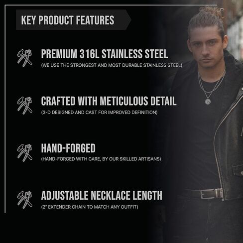 قلادة مريم العذراء الدينية للرجال من فورج آند فاوندري مع قلادة قابلة للتمديد مقاس 21 بوصة مع قلادة مريم العذراء - سلستين (دائري) in Kuwait