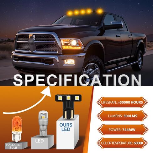 5 قطع LED لمبات إضاءة سقف الكابينة لـ 1994-2008 Dod'ge Ram 1500 1994-2018 Ram 2500 3500 4500 5500/Sprinter 3500 2014+ ProMaster Front Top Clearance LED لمبات OEM بدائل فائقة السطوع in Saudi Arabia