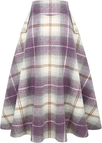 تنورة طويلة من IDEALSANXUN للسيدات للخريف والشتاء بخصر عالٍ ومنقوشة على شكل حرف A in Kuwait