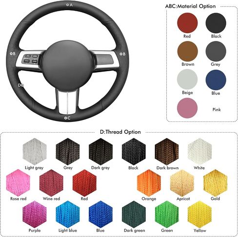 MEWANT Steering Wheel Wrap for Mazda MX-5 Miata 2006-2015 RX-8 2009-2011 CX-7 2007-2009 DIY Hand Sewing Black Artificial Leather in Saudi Arabia