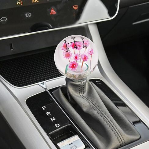 Arenbel 5 Speed Shift Knob Blue Flower Crystal Car Shifter Handle Ball Shaped Gear Lever Stick Replacement Fit Most Automatic Manual Vehicles in Saudi Arabia