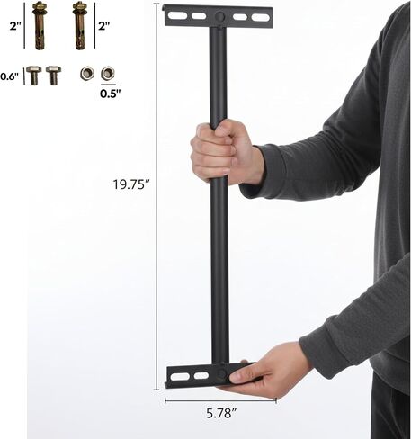 Heavy-Duty Steel Wall Mount Bracket for Security Lights & Signs, Black, 19.75 x 5.78 x 1.25 Inch, Wall Brackets for LED Floodlights & Cameras, Easy Install - Conceal Wiring, Indoor/Outdoor Use in Kuwait