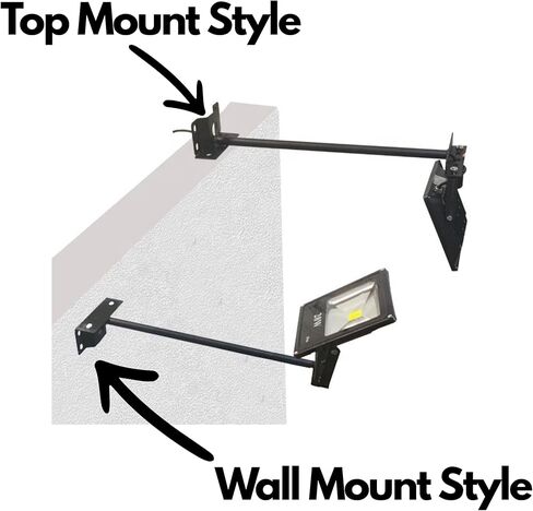 Heavy-Duty Steel Wall Mount Bracket for Security Lights & Signs, Black, 19.75 x 5.78 x 1.25 Inch, Wall Brackets for LED Floodlights & Cameras, Easy Install - Conceal Wiring, Indoor/Outdoor Use in Kuwait