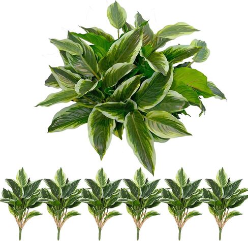 3PCS Artificial Tropical Green Plants – 19.6" Fake Hostas Outdoor Artificial Plants, UV Resistant, Faux Green Leaf Stems for Porch, Patio, Balcony, Garden Planter or Indoor Décor in Saudi Arabia