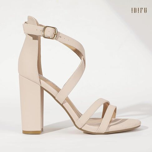 IDIFU IN4 Strappy Heels Chunky High Open Toe Ankle Strap Heeled Sandals | Bridal Wedding Bride Evening Prom Party Dress Shoes for Women Comfortable Cute Dressy Formal Classic Open Toe Block Heel in Saudi Arabia