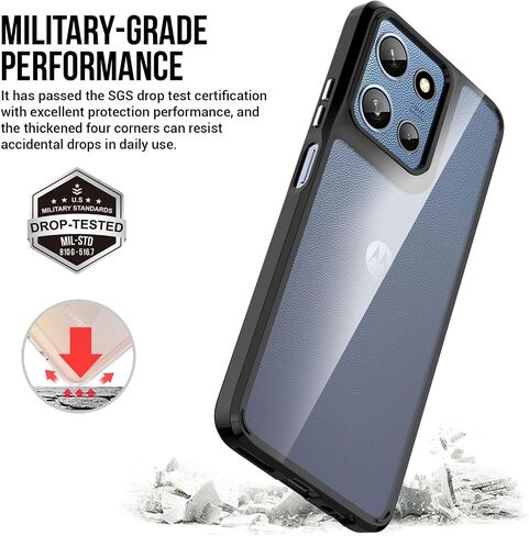 بالنسبة إلى Motorola Moto G-Play-2024 CASE: غطاء هاتف مقاوم للصدمات العسكري مع واقي شاشة زجاجي مقسى ، مصدات مضادة للخلع والمقوّد-CLASS CLEAR in Saudi Arabia