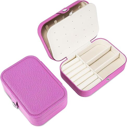 Travel Jewelry Box, Small Jewelry Organizer Boxes for Women Girls, 2 Layer Travel Jewlery Case, Canvas Mini Portable Jewerly Storage Display Holder for Earrings, Ring, Necklaces, Bracelets in Saudi Arabia