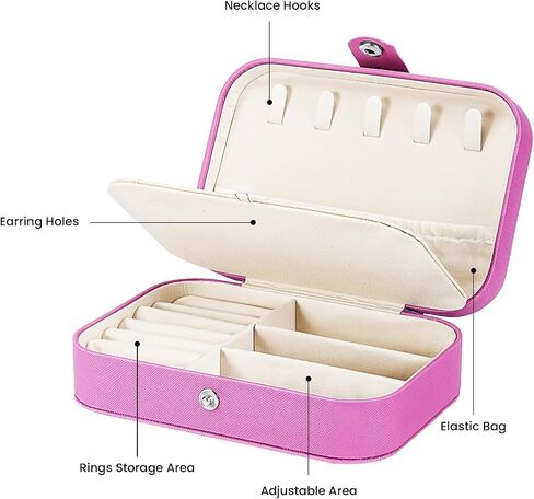 Travel Jewelry Box, Small Jewelry Organizer Boxes for Women Girls, 2 Layer Travel Jewlery Case, Canvas Mini Portable Jewerly Storage Display Holder for Earrings, Ring, Necklaces, Bracelets in Saudi Arabia