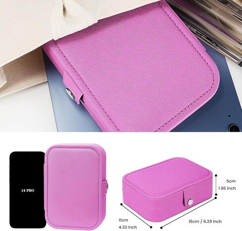 Travel Jewelry Box, Small Jewelry Organizer Boxes for Women Girls, 2 Layer Travel Jewlery Case, Canvas Mini Portable Jewerly Storage Display Holder for Earrings, Ring, Necklaces, Bracelets in Saudi Arabia