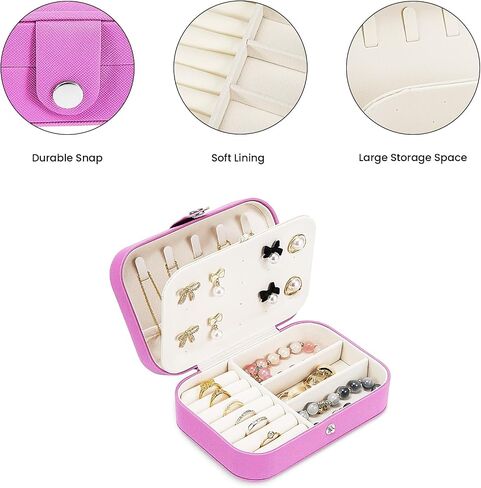 Travel Jewelry Box, Small Jewelry Organizer Boxes for Women Girls, 2 Layer Travel Jewlery Case, Canvas Mini Portable Jewerly Storage Display Holder for Earrings, Ring, Necklaces, Bracelets in Saudi Arabia