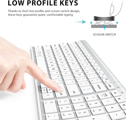 لوحة مفاتيح ICLEVER BK10 Bluetooth ، لوحة مفاتيح قابلة للإعادة الشحن اللاسلكية مع عمر بطارية طويل ، متوافق مع iOS ، Android ، Windows ، Mac for iPad ، الكمبيوتر اللوحي ، الكمبيوتر المحمول ، الكمبيوتر ، الهاتف in Saudi Arabia