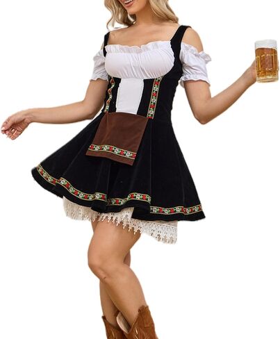 فستان Oktoberfest التنكري للنساء، فستان Dirndl للزي البافاري الألماني التقليدي، مهرجان الهالوين in Saudi Arabia