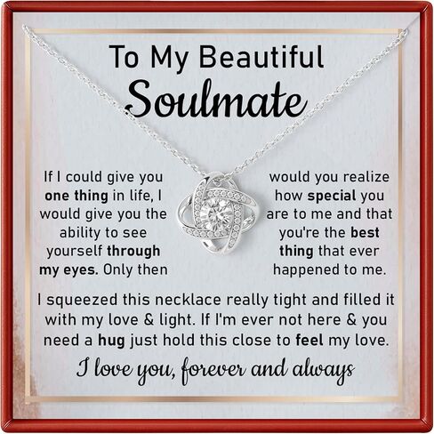 To My Beautiful Soulmate Necklace Gift for Her, Wedding Anniversary Jewelry for Women, Soulmate Birthday Jewelry for Wife from Husband, Soulmate Christmas Jewelry For Wife with Message Card. in Saudi Arabia