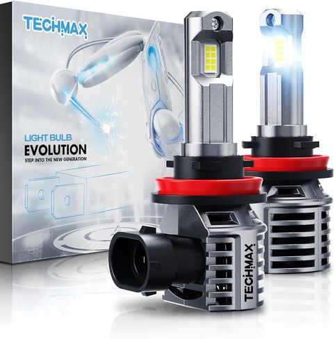 مجموعة مصابيح إضاءة TECHMAX 9005+9006، مصابيح ضباب HB3+HB4 مع مروحة 600% ساطعة 6500K إدخال لاسلكي مباشر، حزمة من 4 in Kuwait