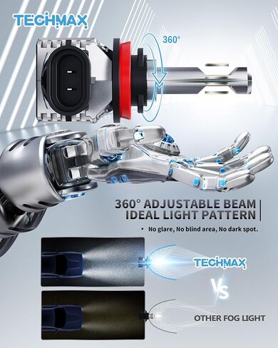 مجموعة مصابيح إضاءة TECHMAX 9005+9006، مصابيح ضباب HB3+HB4 مع مروحة 600% ساطعة 6500K إدخال لاسلكي مباشر، حزمة من 4 in Kuwait