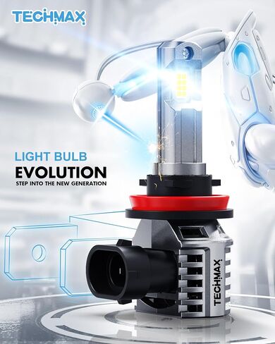 مجموعة مصابيح إضاءة TECHMAX 9005+9006، مصابيح ضباب HB3+HB4 مع مروحة 600% ساطعة 6500K إدخال لاسلكي مباشر، حزمة من 4 in Kuwait